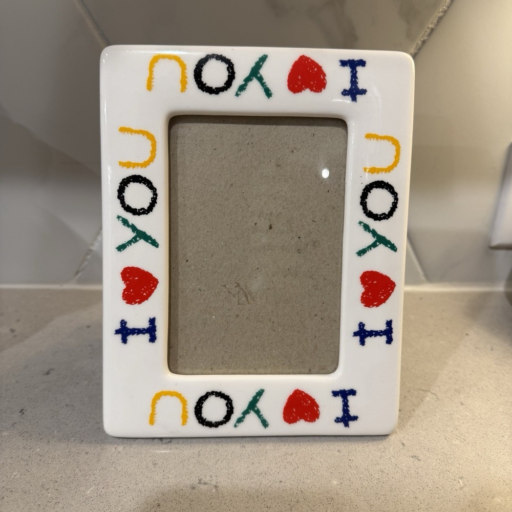 ❤️ VTG 90's I Love You Picture Frame 3.5x5 Crayon Writing Novelty Gift